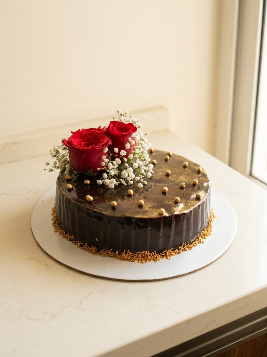 Chocolate Cake with Rose